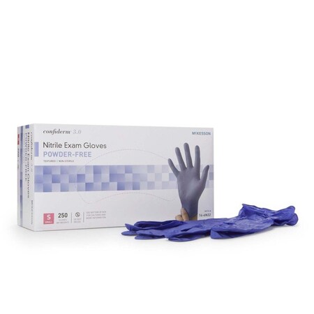 Mckesson Confirderm 3.0, Disposable Gloves, Nitrile, Powder-Free, S, 250 PK, Dark Blue 14-6N32